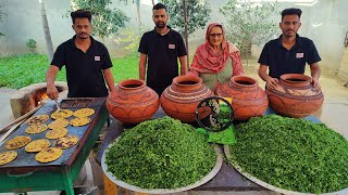 Saag Handi With Makki Ki Roti  Village food  Sarson ka Saag  Veg Recipes [upl. by Sitoeht]