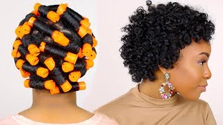 HOW TO  Perm Rod Set on Short Natural Hair Tutorial amp Night Time Hair Routine [upl. by Faustena920]