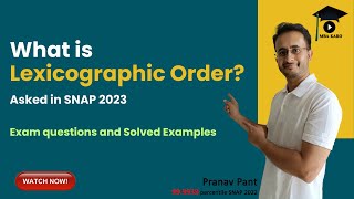 What is Lexicographic Order asked in SNAP 2023 Questions from SNAP  Solved Examples [upl. by Neraa]