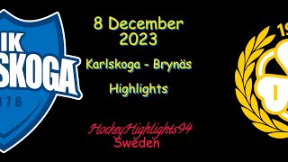 KARLSKOGA VS BRYNÄS  8 DECEMBER 2023  HIGHLIGHTS  HOCKEYALLSVENSKAN [upl. by Elnukeda938]