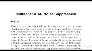 Multitaper ISAR Noise Suppression [upl. by Tongue]