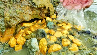 Finding Treasure Biggest Gold Nugget worth Million Dollar find at the River Mining Exciting [upl. by Philbrook]