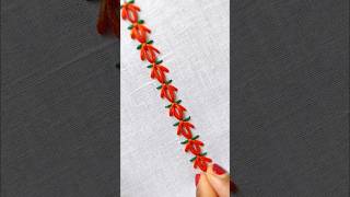 Very easy tulip stitch borderline designs for beginners hand embroidery shorts embroidery [upl. by Odracir]