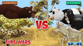 Carnivore vs Herbivore Animals Turf War  Carnivore Animal vs Herbivore Animals S1  SPORE [upl. by Novanod]