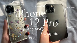 iPhone 12 Pro Unboxing Graphite  setting up case haul aesthetic  INDONESIA [upl. by Roydd]