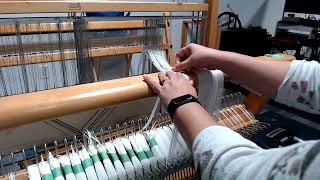 Rosebud trellis towels Sectional Beam to Threading Heddles video 2 [upl. by Robinia]