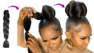 😱 10 MINUTES QUICK HAIRSTYLE USING BRAID EXTENSION [upl. by Dusza]