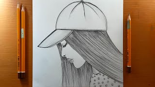 Disegno facile della ragazza del cappello  Come disegnare una bella ragazza con un cappello [upl. by Danit]