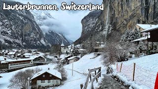 Lauterbrunnen Switzerland 4K  Walking in the snow in the most beautiful Swiss village [upl. by Atiana876]