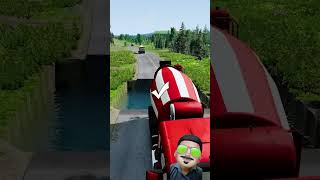 Trucks vs massive water pit 4 l carsvswaterpit beamngdrivedoubleflatbedtrailertruckvsspeedbumps [upl. by Bakemeier]