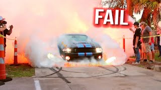 MUSTANGS TRYING TO DO BURNOUTS GONE WRONG CATCHES FIRE [upl. by Stefan951]