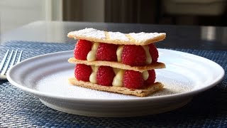 Mille Feuille  Vanilla Custard amp Raspberry Napoleon Pastry [upl. by Anedal]