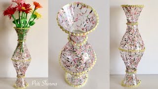 Best Out Of Waste Plastic Bottle Flower Vase  3  DIY  Plastic Bottle Craft Idea  Priti Sharma [upl. by Arahk]