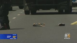 Skateboarder Dies In Collision With Dump Truck [upl. by Nimesay]