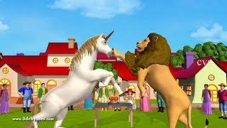 The Lion and the Unicorn 3D Animation English Nursery rhyme for children [upl. by Kreg]