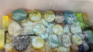 Asmr sponge squeezing🧽🧽50worn out sponges and recycled mixes🧽🧽 [upl. by Nnahsal427]