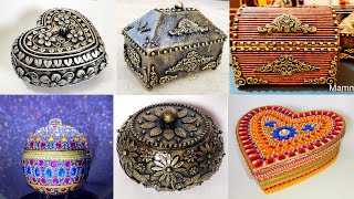 6 Beautiful Jewelry Box with Clay Cement and Cardboard  Jewellery box craft idea  Room Decoration [upl. by Nani]