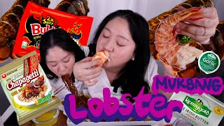 Lobster Mukbang amp Korean 2x Spicy NoodlesChapagetti [upl. by Anihtyc]