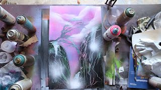 Mountains Edge Spray Paint Art By Artist Senju [upl. by Nnylram]