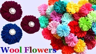 How to make Easy Woolen Flowers step by step  Handmade woolen thread flower making idea  diy [upl. by Niamrej]