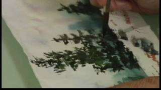 How to Paint a Snowscape Watercolor Painting  Painting Trunks in a Snowscape [upl. by Malik]