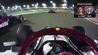 Bahrain 2019 Awesome Kimi Räikkönen overtaking 2 cars within 3 corners [upl. by Enilegna]