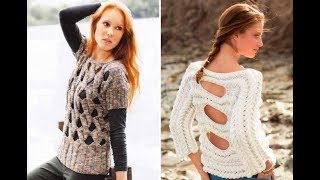 Связать Необычный Пуловер Спицами  модели 2019  Tie an Unusual Pullover with Spokes [upl. by Danaher]