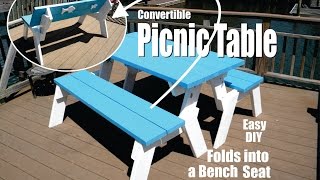 DIY Convertible Picnic Table that folds into bench seats [upl. by Pachston]