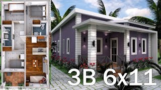 Low Budget Home Design Plan 6x11 Meter 3 Bedrooms [upl. by Felicdad]