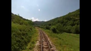 Rear view Velingrad  Tsvetino on the narrow gauge railway Septemvri  Dobrinoshte [upl. by Ditter]