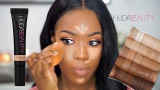 WOWWW FULL COVERAGE AF HUDA BEAUTY OVERACHIEVER CONCEALER  DARKSKIN [upl. by Korten]