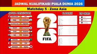 Jadwal Lengkap Kualifikasi Piala Dunia 2026 Zona Asia  Klasemen dan Top Skor  Matchday  5 [upl. by Carolyn]