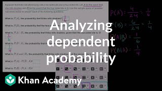 Analyzing dependent probability  Probability and Statistics  Khan Academy [upl. by Ayekram757]