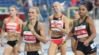 Allyson Felix at 400m at Memorial Janusza Kusocinskiego 2018 [upl. by Atnohs948]