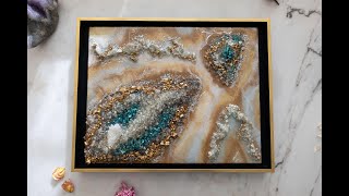 Creating quotGolden Lightquot  An Epoxy Resin Art Tutorial with Real Crystals and Gems [upl. by Ehtyaf973]