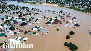 Dam collapse causes heavy flooding in northern Nigeria [upl. by Alakcim]