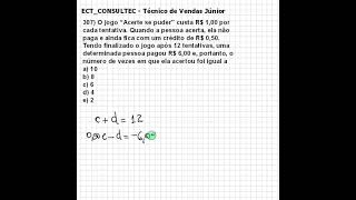 Matemática Concursos ECT CONSULTEC Q0307 [upl. by Enytsirk]