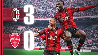 Simićs debut goal  Reijnders and Okafor  AC Milan 30 Monza  Highlights Serie A [upl. by Anirtap]