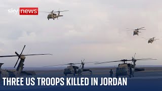 Three US troops killed amp 34 injured in drone attack in Jordan [upl. by Nairbo404]