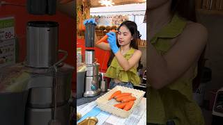 Fresh Carrot Juice Served By Cute Thai lady [upl. by Eimmac675]