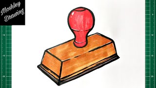 How to Draw a Rubber Stamp Step by Step [upl. by Damour707]