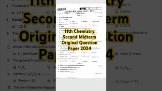 11th Chemistry Second Midterm Original Question Paper 2024 Most Important Question [upl. by Anilave362]