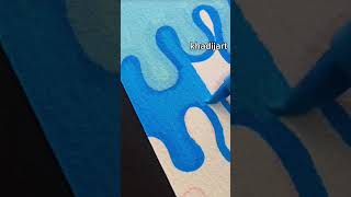 Remember to turn up the sound Asmr Drawing blue water drops asmr art shorts [upl. by Sheffield]