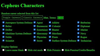 Cepheus Characters a character generator [upl. by Alokin22]