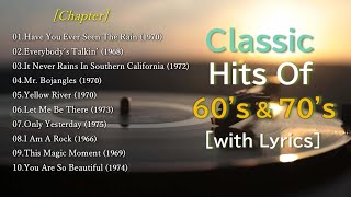 Classic Popular Music of 60s amp 70s with Lyrics Hits of All Time [upl. by Ahsinhoj]