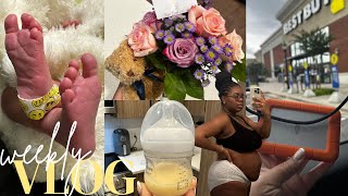 VLOG First Week Postpartum  Babys Doctors Appointment  Breastfeeding Struggles  More [upl. by Akenehs662]