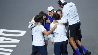 Sinners Emotional Champion Celebration of the Davis Cup 2023 Title with His Teammates [upl. by Bushore601]