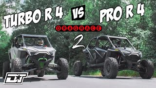 DRAG RACE SHOOTOUT  RZR Turbo R 4 vs RZR PRO R 4 [upl. by Kalb475]