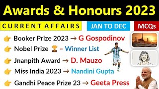 Awards amp Honours 2023 Current Affairs  Jan  Dec  Important Awards 2023 Current Affairs [upl. by Tannenbaum]