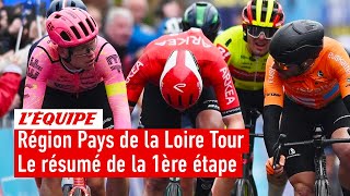 Cyclisme  Van der Berg règle le sprint dun boyau sur la 1ère étape du Région Pays de la Loire Tour [upl. by Nolla]